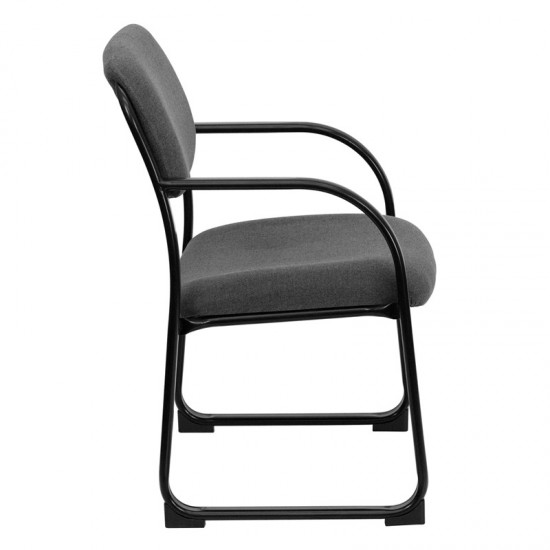 Gray Fabric Executive Side Reception Chair with Sled Base