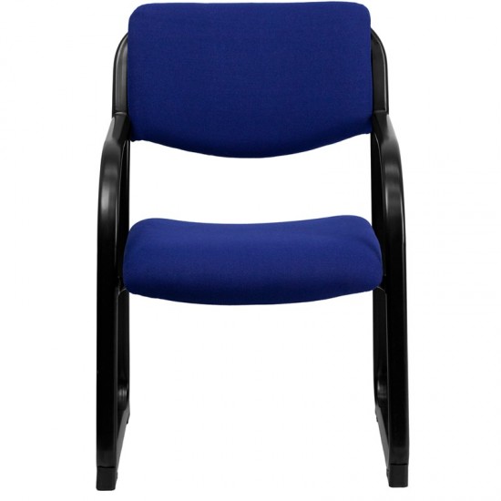 Navy Fabric Executive Side Reception Chair with Sled Base