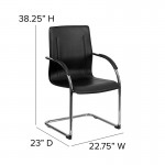 Black Vinyl Side Reception Chair with Chrome Sled Base