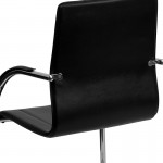 Black Vinyl Side Reception Chair with Chrome Sled Base