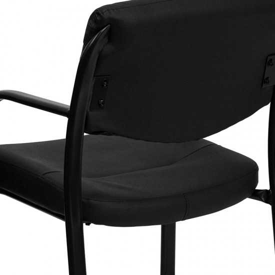 Black LeatherSoft Executive Side Reception Chair with Sled Base