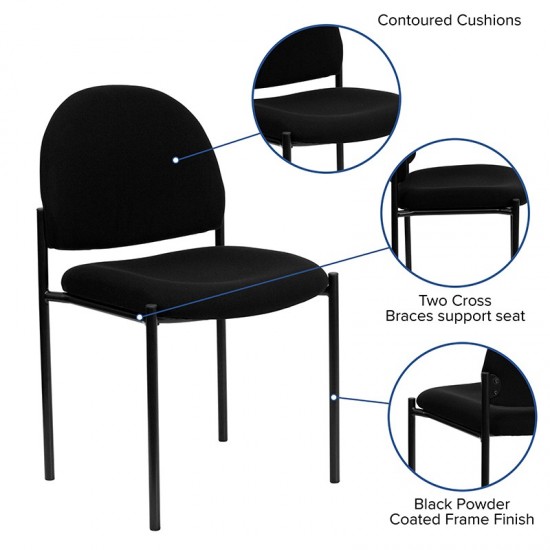 Comfort Black Fabric Stackable Steel Side Reception Chair