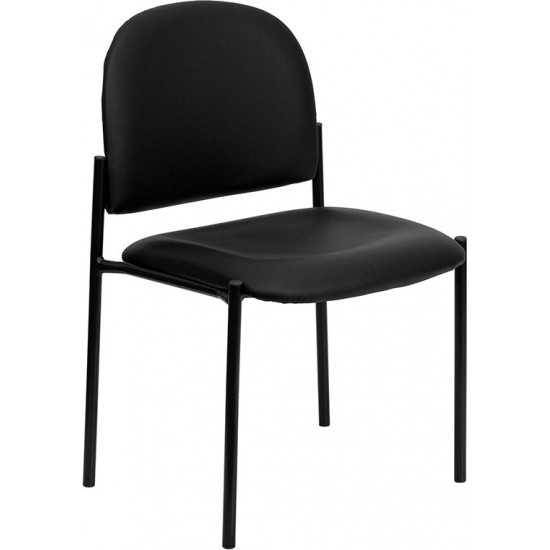 Comfort Black Vinyl Stackable Steel Side Reception Chair