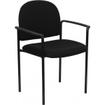 Comfort Black Fabric Stackable Steel Side Reception Chair with Arms