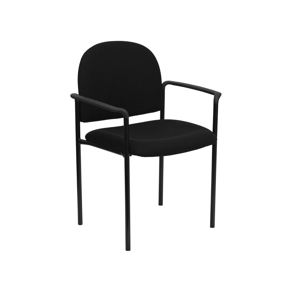 Comfort Black Fabric Stackable Steel Side Reception Chair with Arms