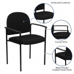 Comfort Black Fabric Stackable Steel Side Reception Chair with Arms