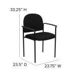 Comfort Black Fabric Stackable Steel Side Reception Chair with Arms