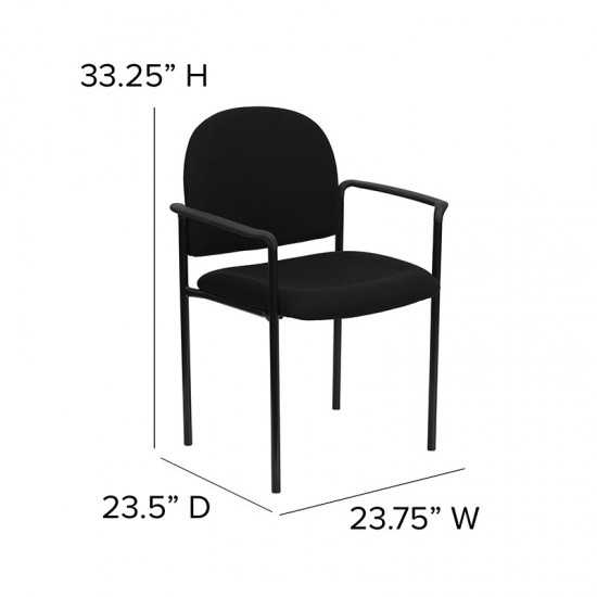 Comfort Black Fabric Stackable Steel Side Reception Chair with Arms