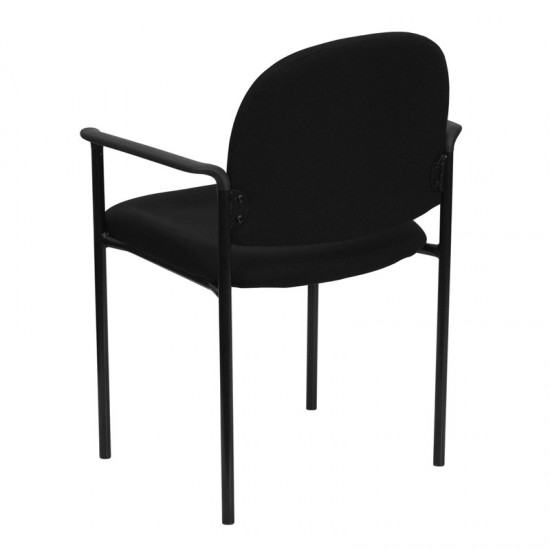 Comfort Black Fabric Stackable Steel Side Reception Chair with Arms