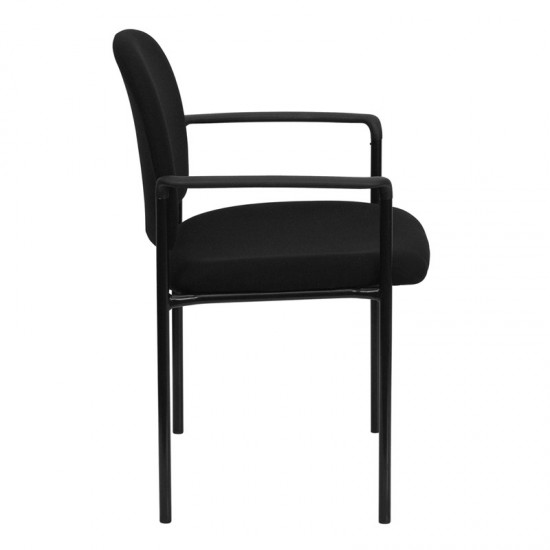 Comfort Black Fabric Stackable Steel Side Reception Chair with Arms