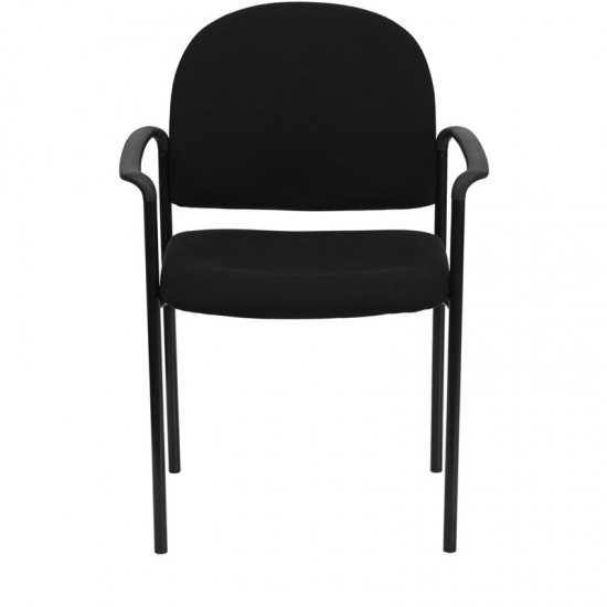 Comfort Black Fabric Stackable Steel Side Reception Chair with Arms