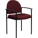 Comfort Burgundy Fabric Stackable Steel Side Reception Chair with Arms