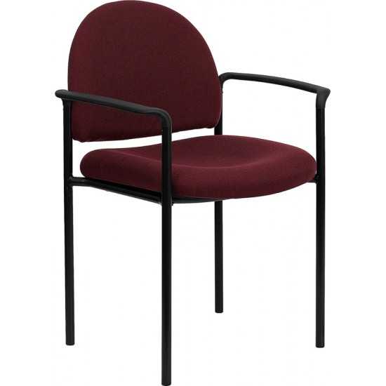 Comfort Burgundy Fabric Stackable Steel Side Reception Chair with Arms