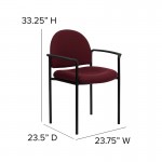 Comfort Burgundy Fabric Stackable Steel Side Reception Chair with Arms