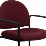 Comfort Burgundy Fabric Stackable Steel Side Reception Chair with Arms