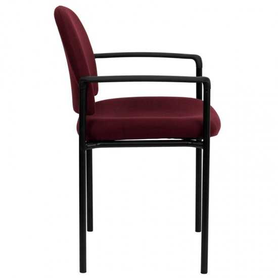 Comfort Burgundy Fabric Stackable Steel Side Reception Chair with Arms