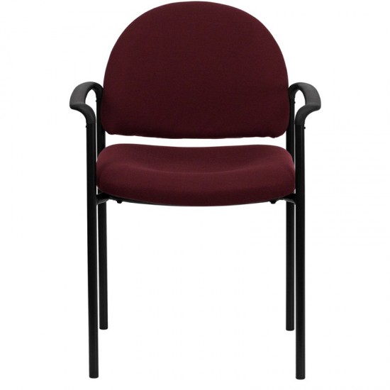 Comfort Burgundy Fabric Stackable Steel Side Reception Chair with Arms