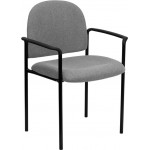 Comfort Gray Fabric Stackable Steel Side Reception Chair with Arms