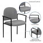 Comfort Gray Fabric Stackable Steel Side Reception Chair with Arms