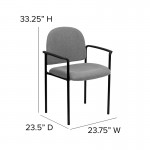 Comfort Gray Fabric Stackable Steel Side Reception Chair with Arms