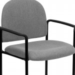 Comfort Gray Fabric Stackable Steel Side Reception Chair with Arms