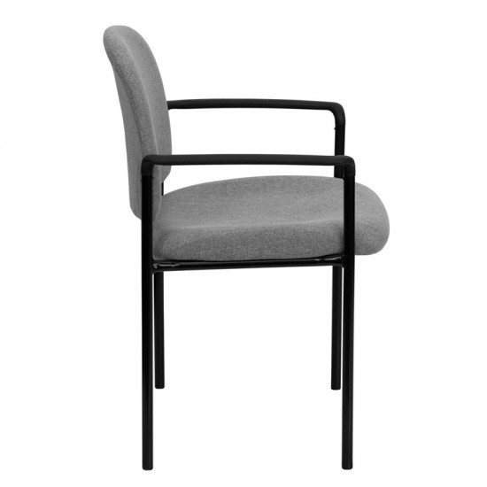 Comfort Gray Fabric Stackable Steel Side Reception Chair with Arms