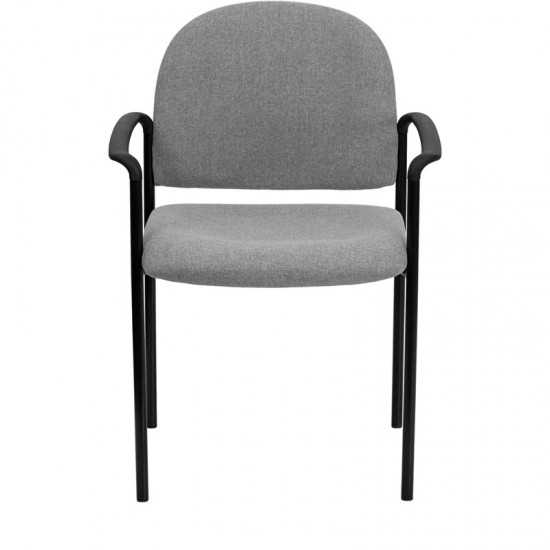 Comfort Gray Fabric Stackable Steel Side Reception Chair with Arms