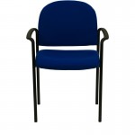 Comfort Navy Fabric Stackable Steel Side Reception Chair with Arms