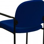Comfort Navy Fabric Stackable Steel Side Reception Chair with Arms