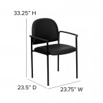 Comfort Black Vinyl Stackable Steel Side Reception Chair with Arms