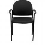 Comfort Black Vinyl Stackable Steel Side Reception Chair with Arms