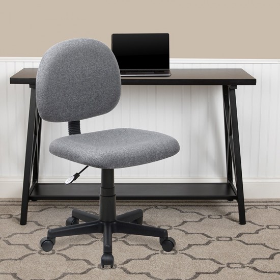 Mid-Back Gray Fabric Swivel Task Office Chair