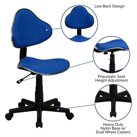 Blue Fabric Swivel Ergonomic Task Office Chair