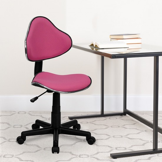 Pink Fabric Swivel Ergonomic Task Office Chair