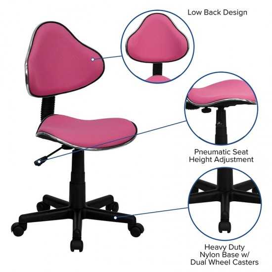 Pink Fabric Swivel Ergonomic Task Office Chair