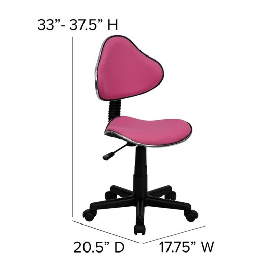 Pink Fabric Swivel Ergonomic Task Office Chair