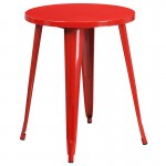 Commercial Grade 24" Round Red Metal Indoor-Outdoor Table Set with 4 Cafe Chairs