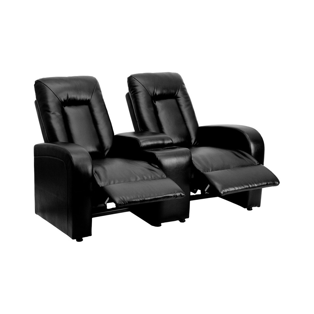 Eclipse Series 2-Seat Reclining Black LeatherSoft Theater Seating Unit with Cup Holders Eclipse Series 2-Seat Reclining Black LeatherSoft Theater Seating Unit with Cup Holders