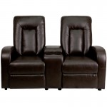 Eclipse Series 2-Seat Reclining Brown LeatherSoft Theater Seating Unit with Cup Holders