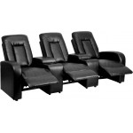 Eclipse Series 3-Seat Reclining Black LeatherSoft Theater Seating Unit with Cup Holders