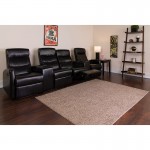 Anetos Series 4-Seat Reclining Black LeatherSoft Theater Seating Unit with Cup Holders