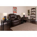 Allure Series 2-Seat Reclining Pillow Back Brown LeatherSoft Theater Seating Unit with Cup Holders