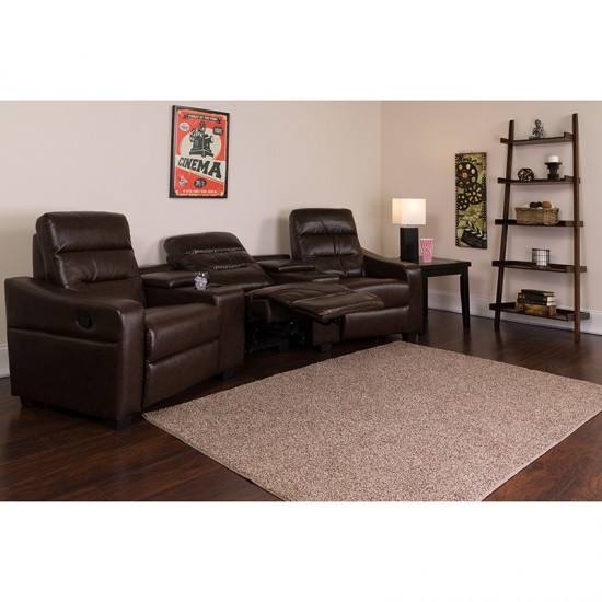 Theatre Seats | LeatherSoft Reclining Home Theatre Sectional Sofa