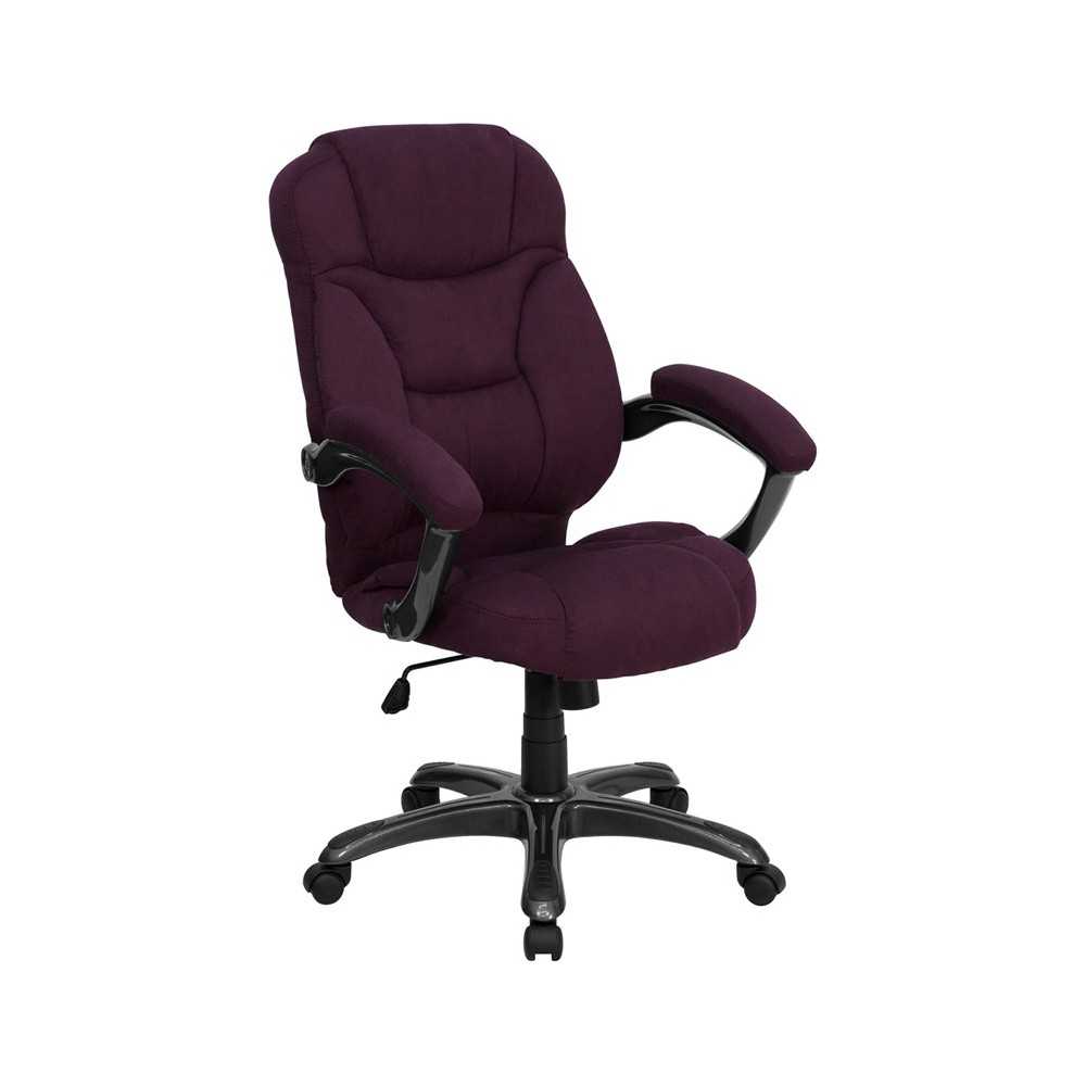 High Back Grape Microfiber Contemporary Executive Swivel Ergonomic Office Chair with Arms