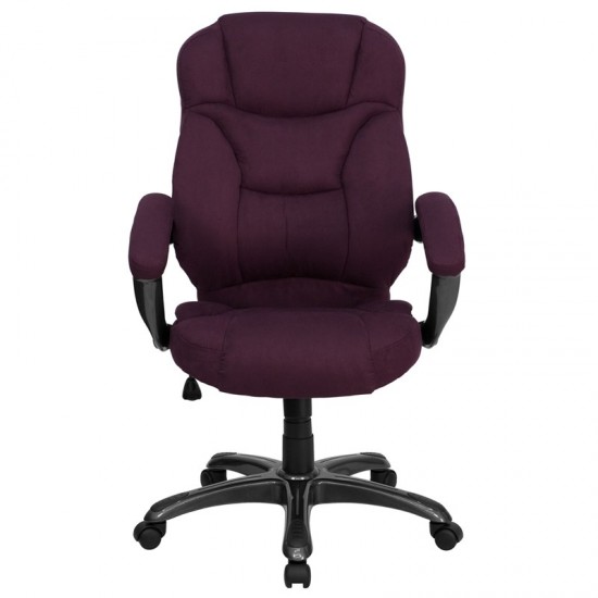 High Back Grape Microfiber Contemporary Executive Swivel Ergonomic Office Chair with Arms