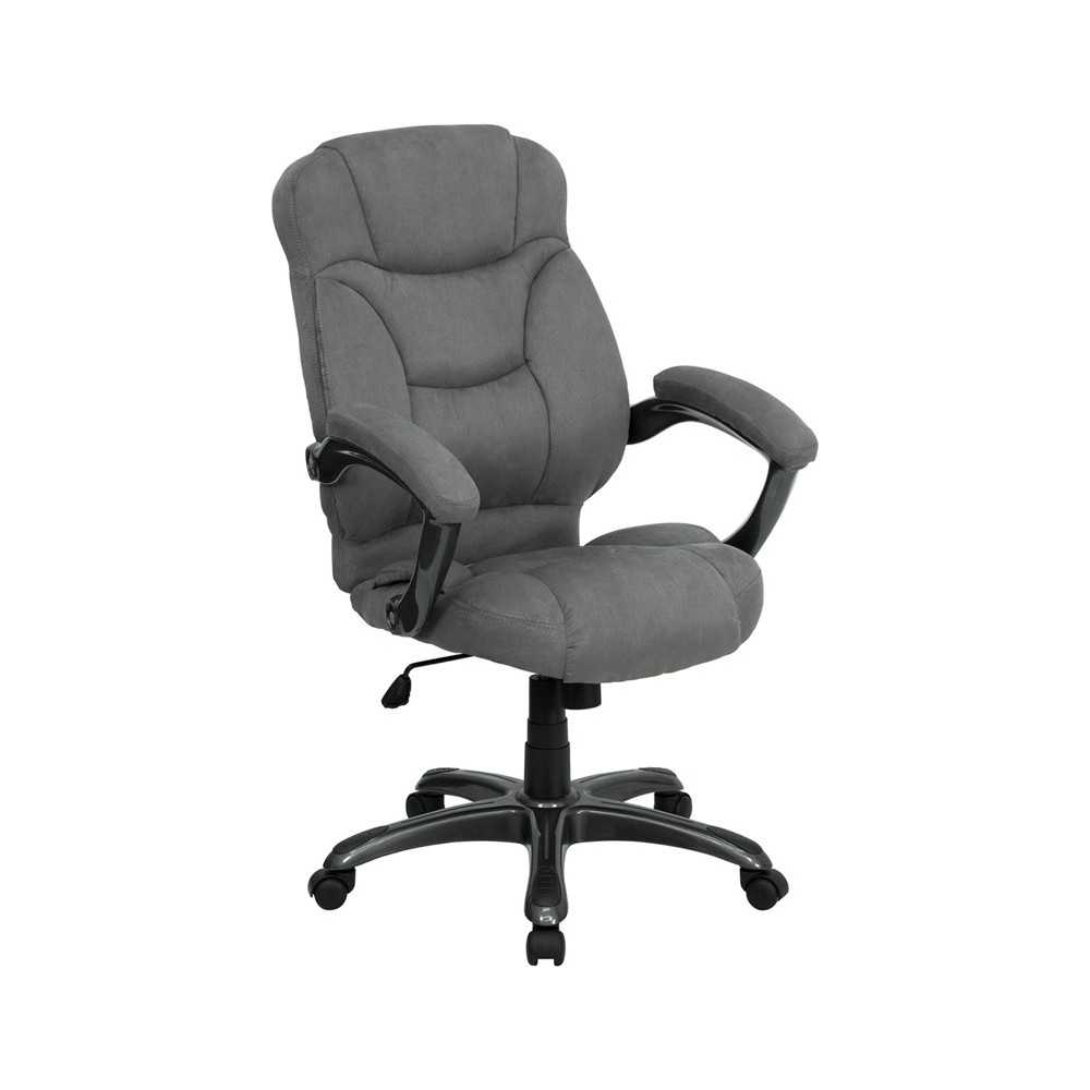 High Back Gray Microfiber Contemporary Executive Swivel Ergonomic Office Chair with Arms