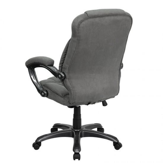 High Back Gray Microfiber Contemporary Executive Swivel Ergonomic Office Chair with Arms