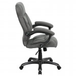 High Back Gray Microfiber Contemporary Executive Swivel Ergonomic Office Chair with Arms