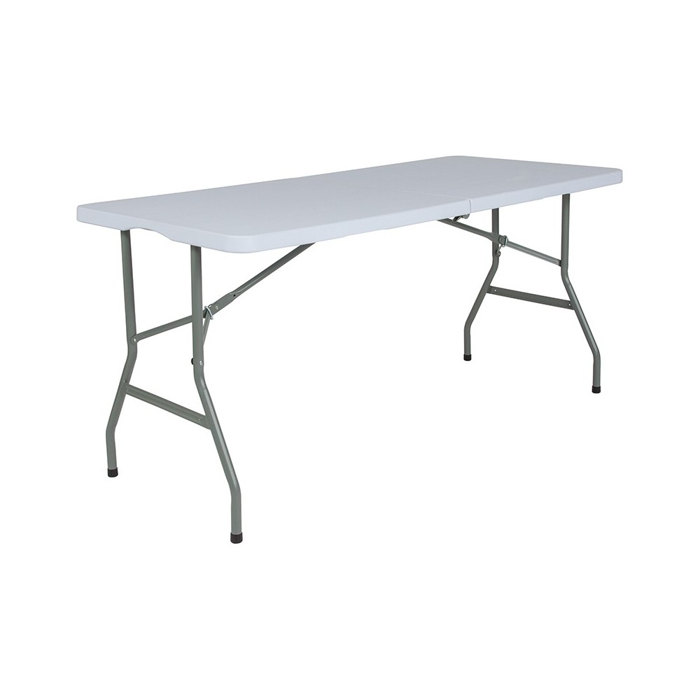 4.97-Foot Bi-Fold Granite White Plastic Folding Table