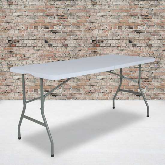 4.97-Foot Bi-Fold Granite White Plastic Folding Table